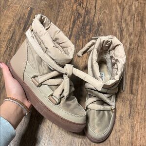 Inuikii Beige Winter Wedge Boots